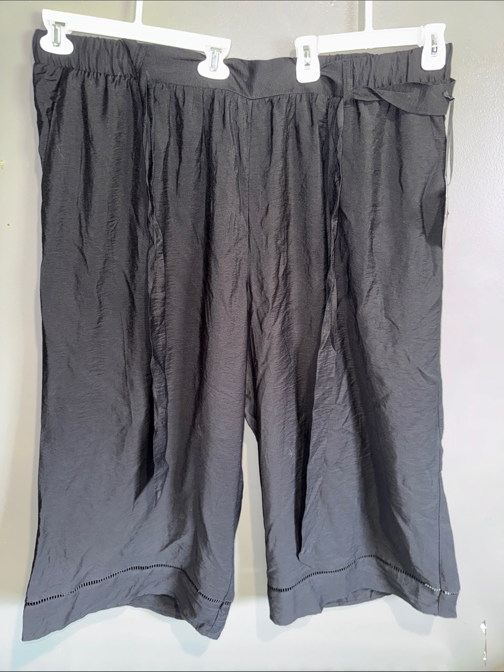 Ava & Viv Black Wide-Leg Tie-Front Pants